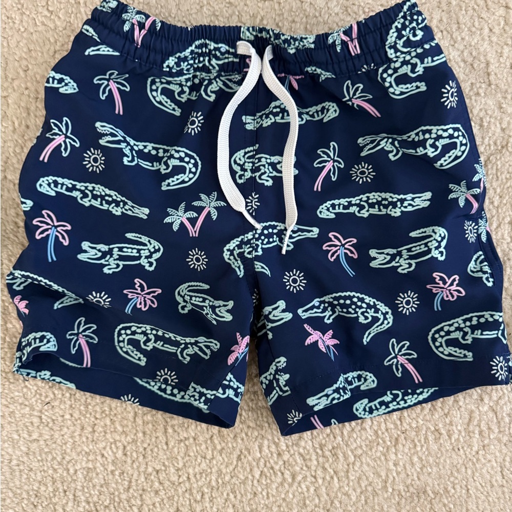 Chubbies Kids Swim Shorts - Navy with Pink and Green Print XS